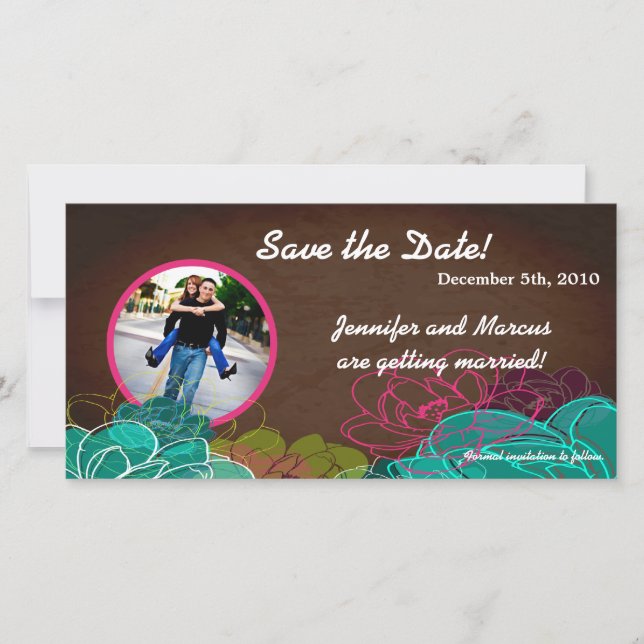 invitación de compromiso 4x8 Neon Spring Floral (Anverso)