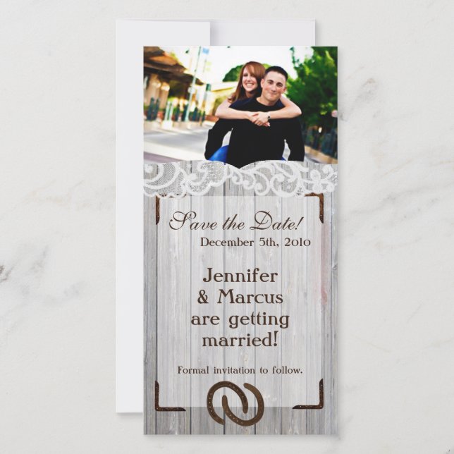 invitación de compromiso 4x8 zapatos de caballo en (Anverso)