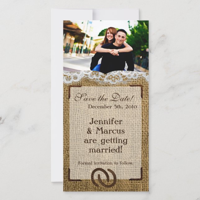 invitación de compromiso 4x8 zapatos de caballo en (Anverso)