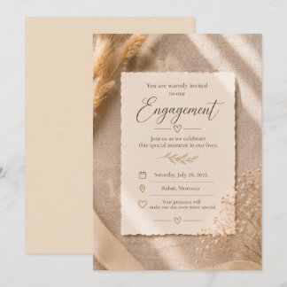 Invitación de compromiso beige minimalista