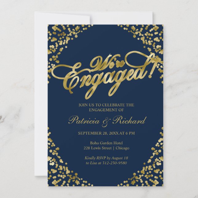Invitación de compromiso 'Blue We're Engaged' (Anverso)