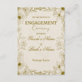 Invitación de Compromiso Botánico Dorado Elegante
