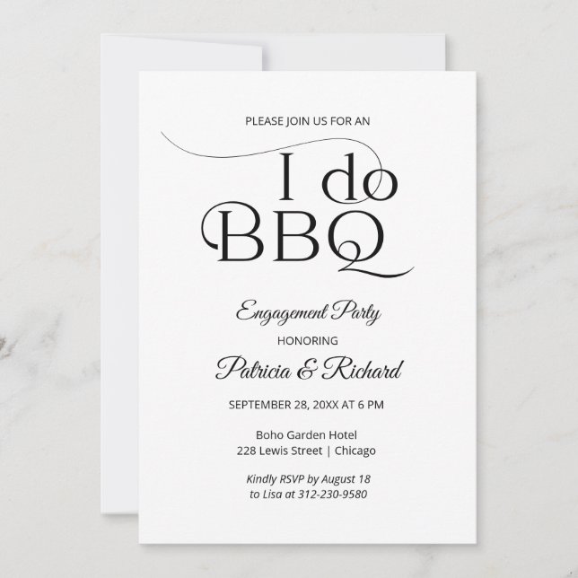 Invitación de compromiso Chic I DO BBQ (Anverso)