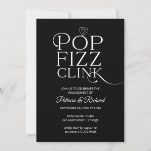 Invitación de compromiso Chic Pop Fizz Clink