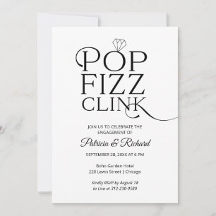 Invitación de compromiso Chic Pop Fizz Clink