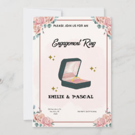 Invitación de compromiso con acuarela floral rosa