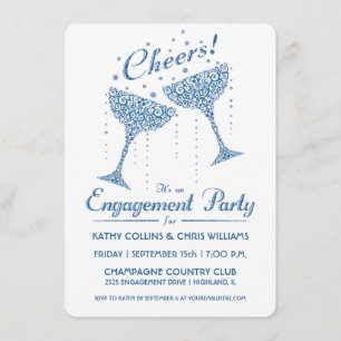 Invitación de compromiso con alegría de champán az