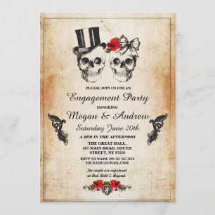 Invitación de compromiso con cráneo de Halloween