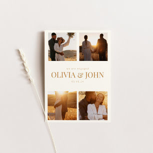 Invitación de compromiso con cuatro fotos