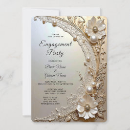 Invitación de compromiso con flores blancas modern