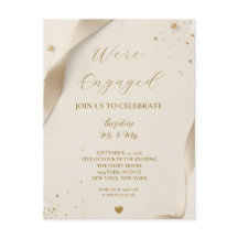 Invitación de compromiso con foto de oro elegante