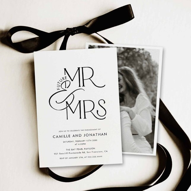 Invitación de compromiso con foto moderna (Modern Minimalist Engagement Photo Invitation)