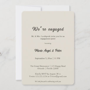 Invitación de compromiso con letra minimalista cál