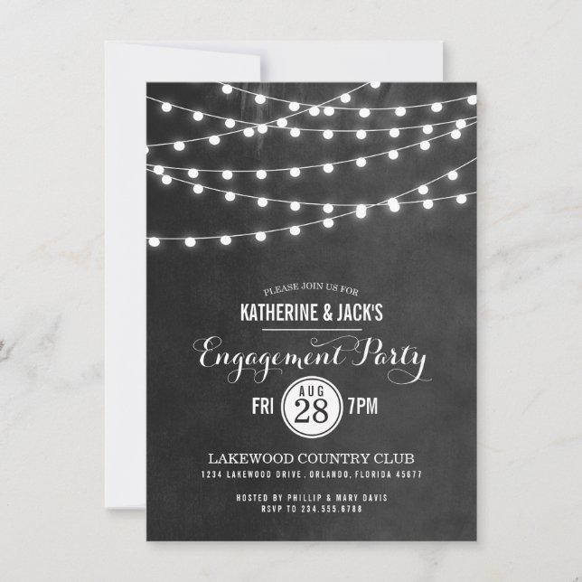 Invitación de compromiso con luces de cuerda de ca (Anverso)