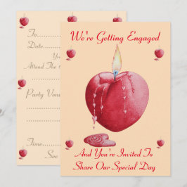 invitación de compromiso con velas en forma de cor