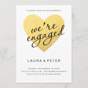 Invitación de compromiso   corazón dorado
