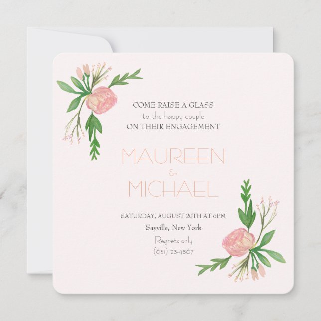 invitación de compromiso de acuarela (Anverso)