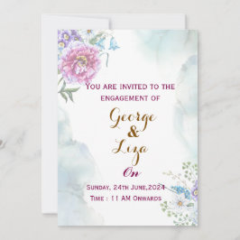 Invitación de compromiso de acuarela verde