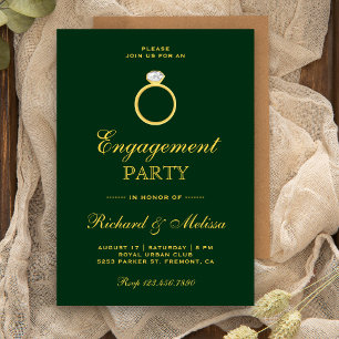 Invitación de compromiso de anillo de diamante de 
