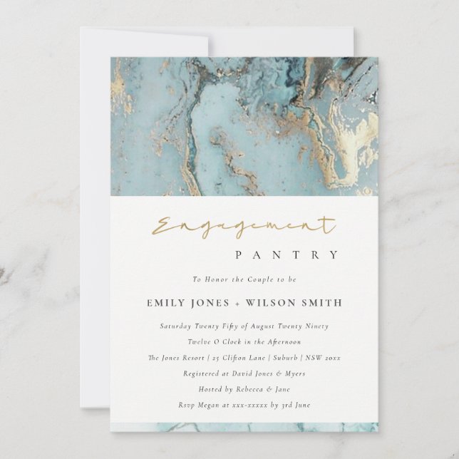 INVITACIÓN DE COMPROMISO DE AQUA DUSKY BLUE GOLD A (Anverso)