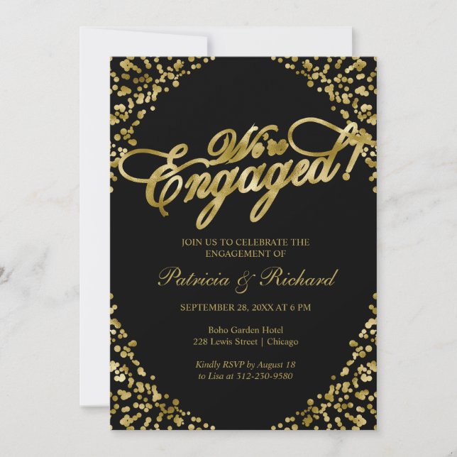 Invitación de compromiso de Black We're Engaged (Anverso)