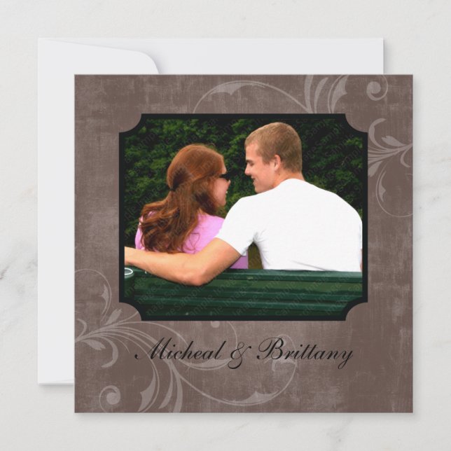 Invitación de compromiso de Boda con acento de cac (Anverso)