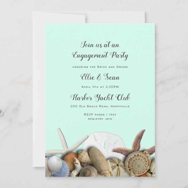 Invitación de compromiso de borde de Mareas Mint G (Anverso)