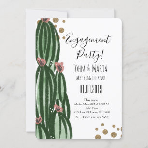 Invitación de compromiso de cactus caprichoso con