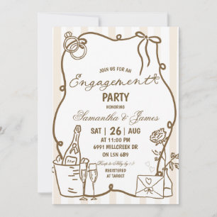Invitación de compromiso de Champagne con garabato