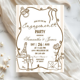 Invitación de compromiso de Champagne con garabato