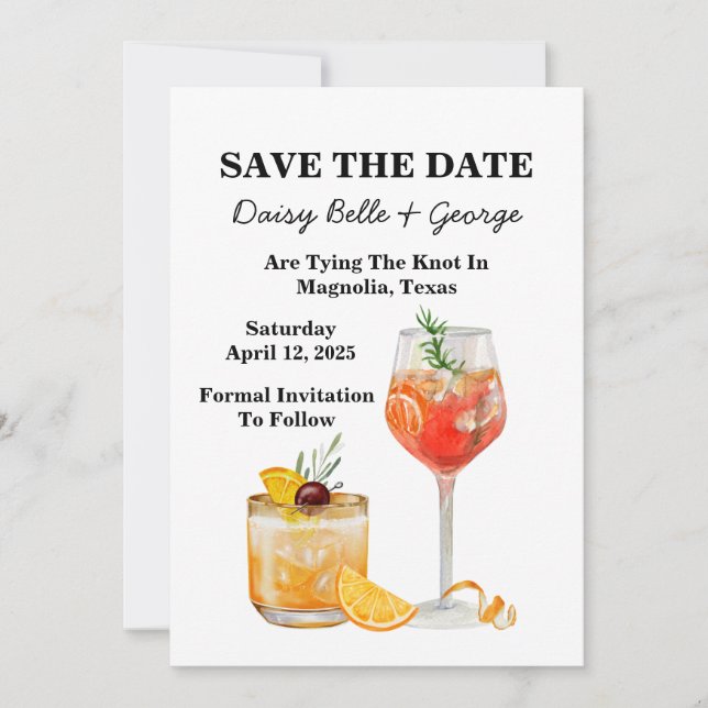 Invitación de compromiso de Cocktail Save The Date (Anverso)