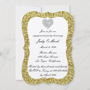 Invitación de compromiso de corazón de diamante co