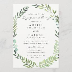 Invitación de compromiso de Corona de Acuarela Ver