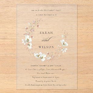 Invitación de compromiso de corona floral de prado