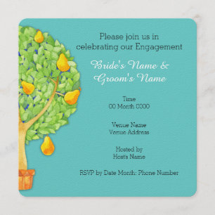 Invitación de compromiso de cuadrado verde azulado