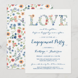 Invitación de compromiso de fiesta de amor floral