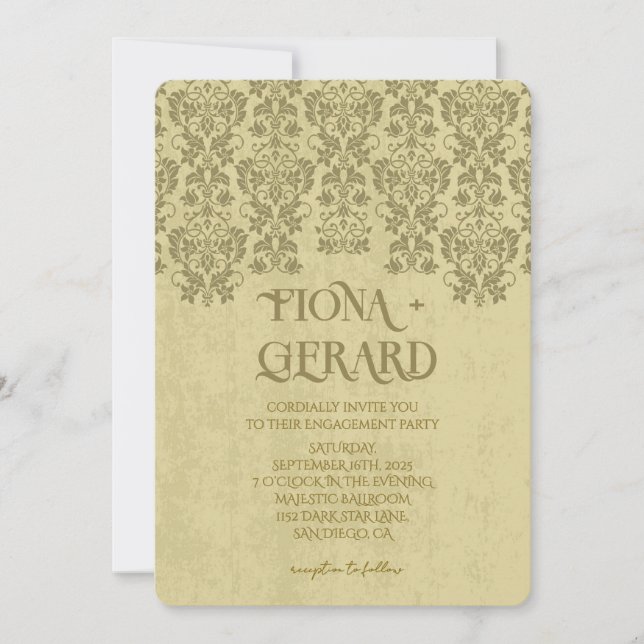 Invitación de compromiso de fiesta de encaje elega (Anverso)