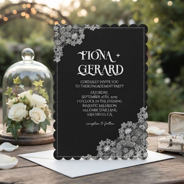 Invitación de compromiso de fiesta de encaje elega (Subido por el creador)