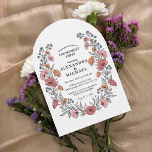 Invitación de compromiso de fiesta floral vintage