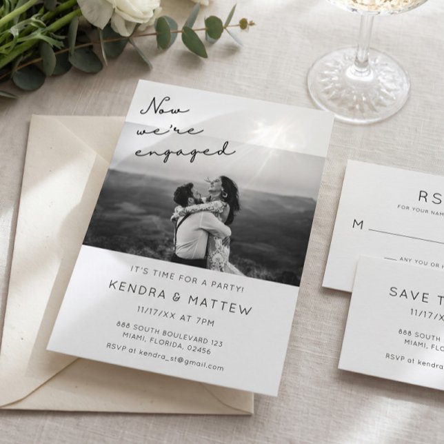 Invitación de compromiso de fiesta moderna simple (Subido por el creador)