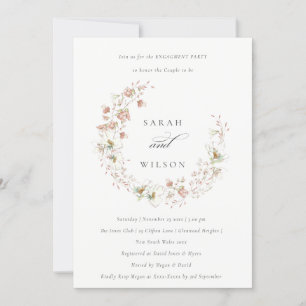 Invitación de compromiso de flor floral de Rubor W