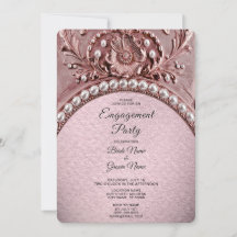 Invitación de compromiso de flor rosa