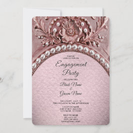 Invitación de compromiso de flor rosa