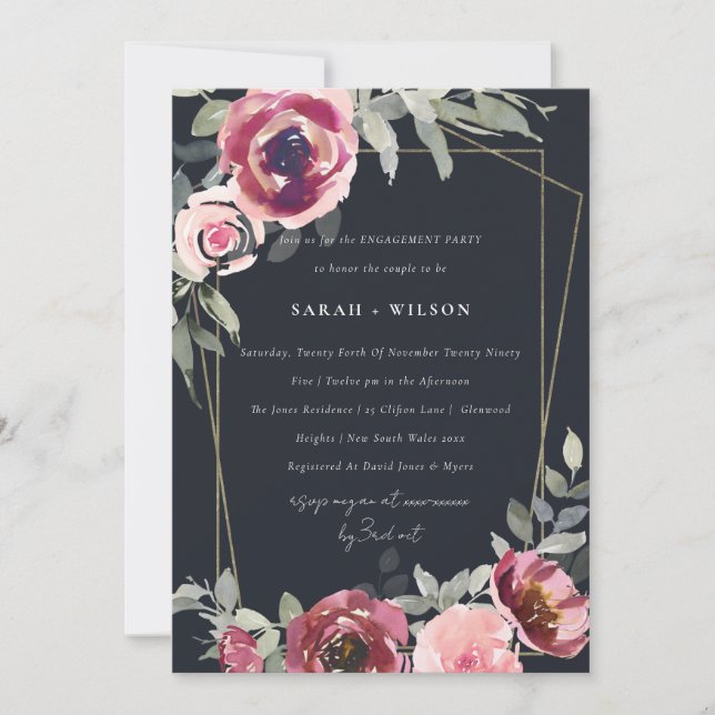 INVITACIÓN DE COMPROMISO DE FLORALES ROSAS DE BURG (Anverso)