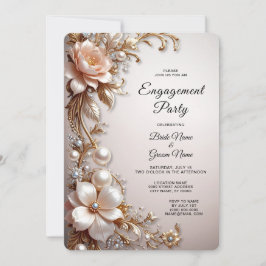 Invitación de compromiso de flores suaves rosadas