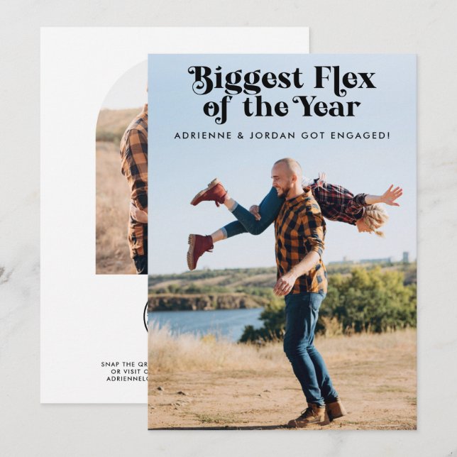 Invitación de compromiso de fotografía divertida c (Anverso / Reverso)