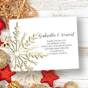 Invitación de compromiso de invierno con copo de n