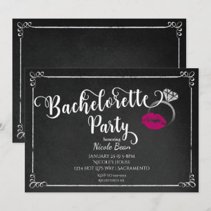 Invitación de compromiso de labios rosados para de