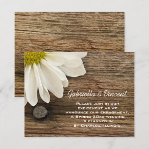 Invitación de compromiso de madera blanca y marrón