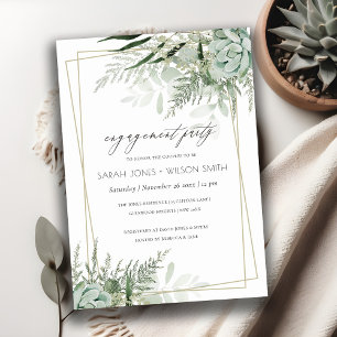 Invitación de compromiso de marco con el Férn Verd